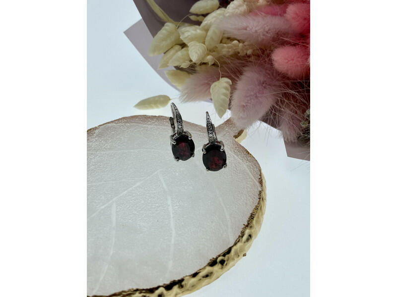 925 STERLING SILVER ALMANDINE EARRINGS