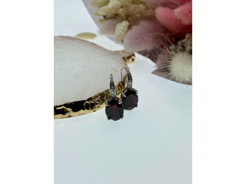 925 STERLING SILVER ALMANDINE EARRINGS