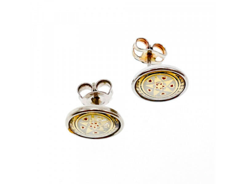 VINTAGE 925 STERLING SILVER ENGRAVING STUD EARRINGS