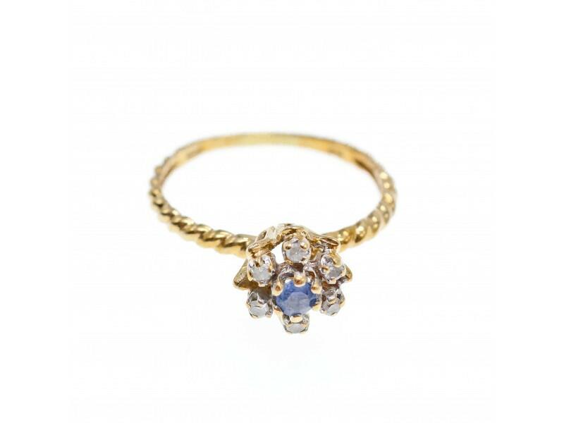 10K YELLOW GOLD TOPAZ & DIAMONDS RING SIZE 8