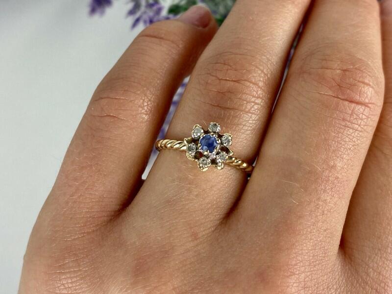 10K YELLOW GOLD TOPAZ & DIAMONDS RING SIZE 8