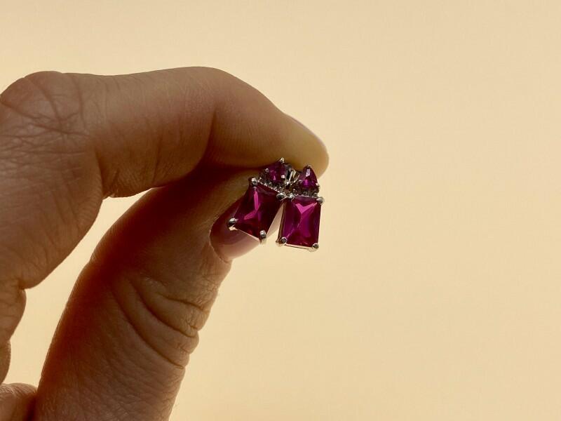 925 STERLING SILVER PINK TOPAZ STUD EARRINGS