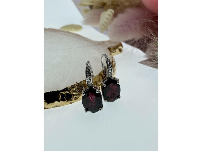 925 STERLING SILVER ALMANDINE EARRINGS