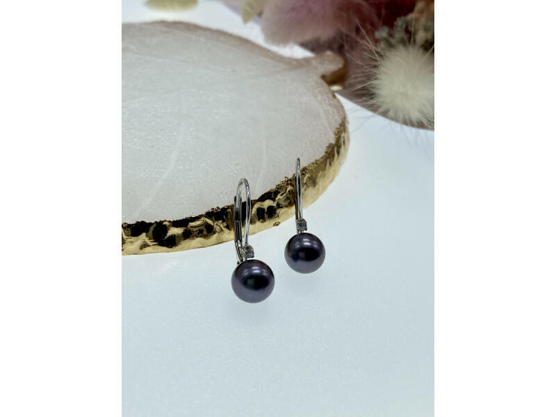 14K WHITE GOLD PEARLS & DIAMONDS EARRINGS