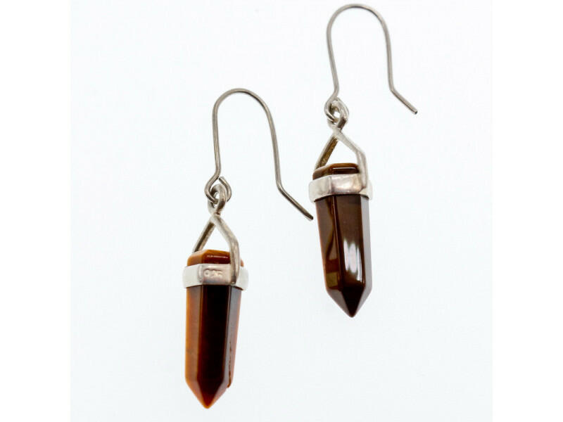 925 STERLING SILVER TIGER'S EYE EARRINGS