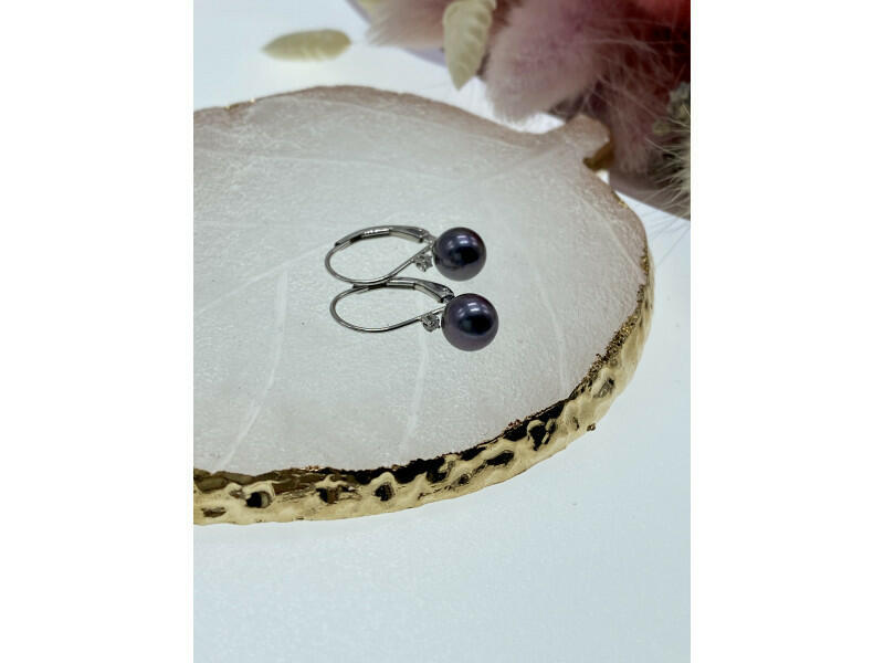 14K WHITE GOLD PEARLS & DIAMONDS EARRINGS