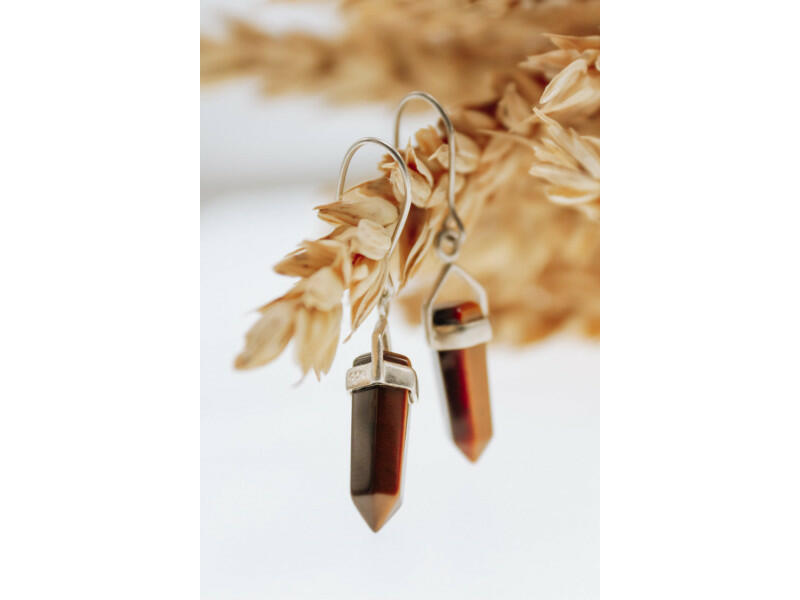 925 STERLING SILVER TIGER'S EYE EARRINGS