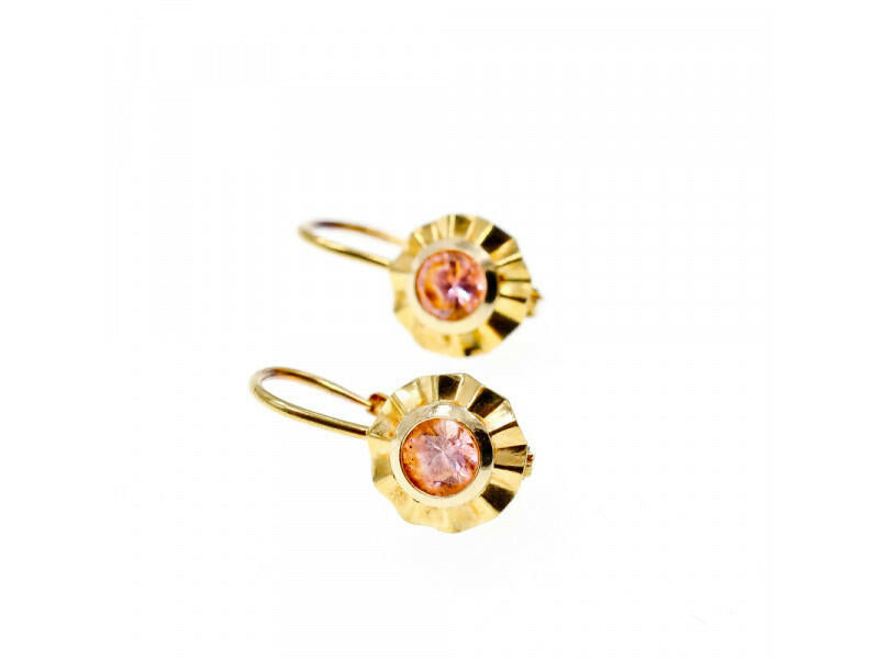 18K YELLOW GOLD MORGANITE EARRINGS ITALY