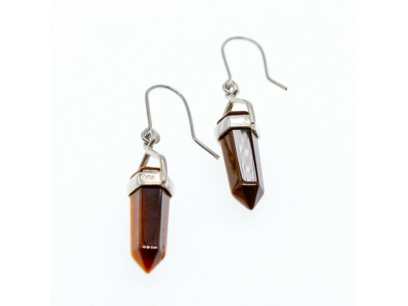 925 STERLING SILVER TIGER'S EYE EARRINGS