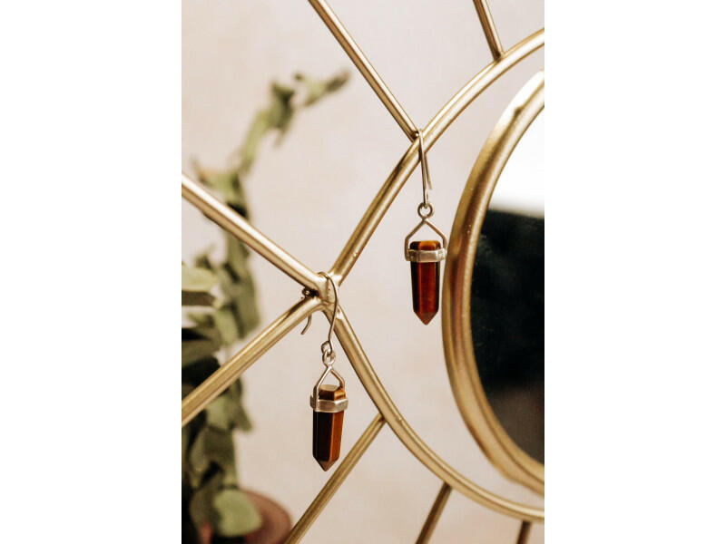 925 STERLING SILVER TIGER'S EYE EARRINGS