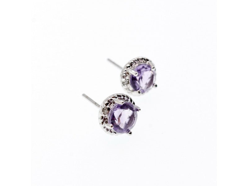 925 Sterling Silver Amethyst Stud Earrings