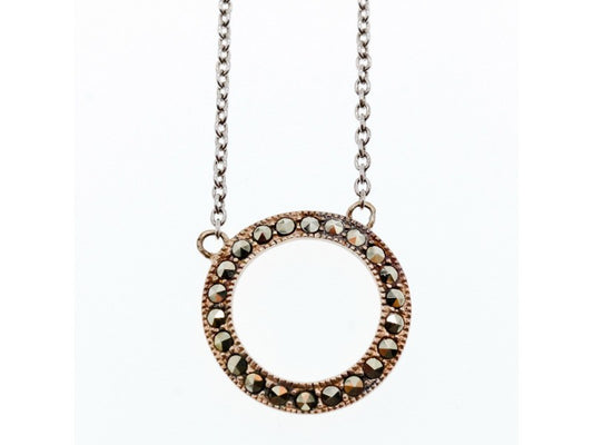 925 Sterling Silver Marcasites Pendant Necklace