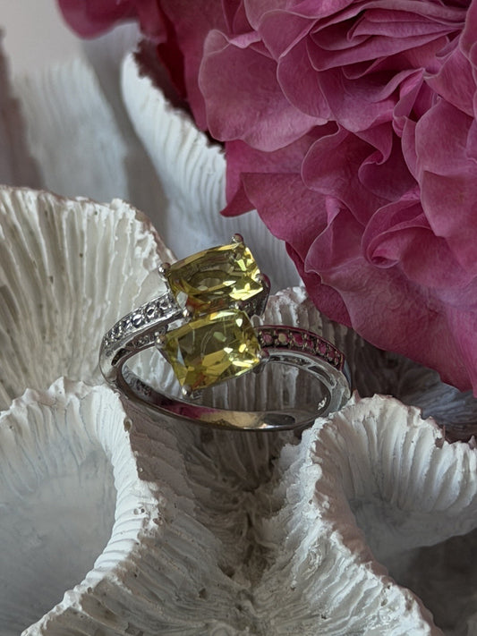 925 Sterling Silver Citrine Ring Size 10
