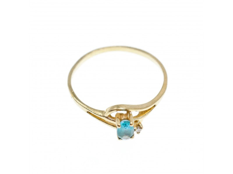 10K Yellow Gold Topaz & Diamond Ring Size 6.75