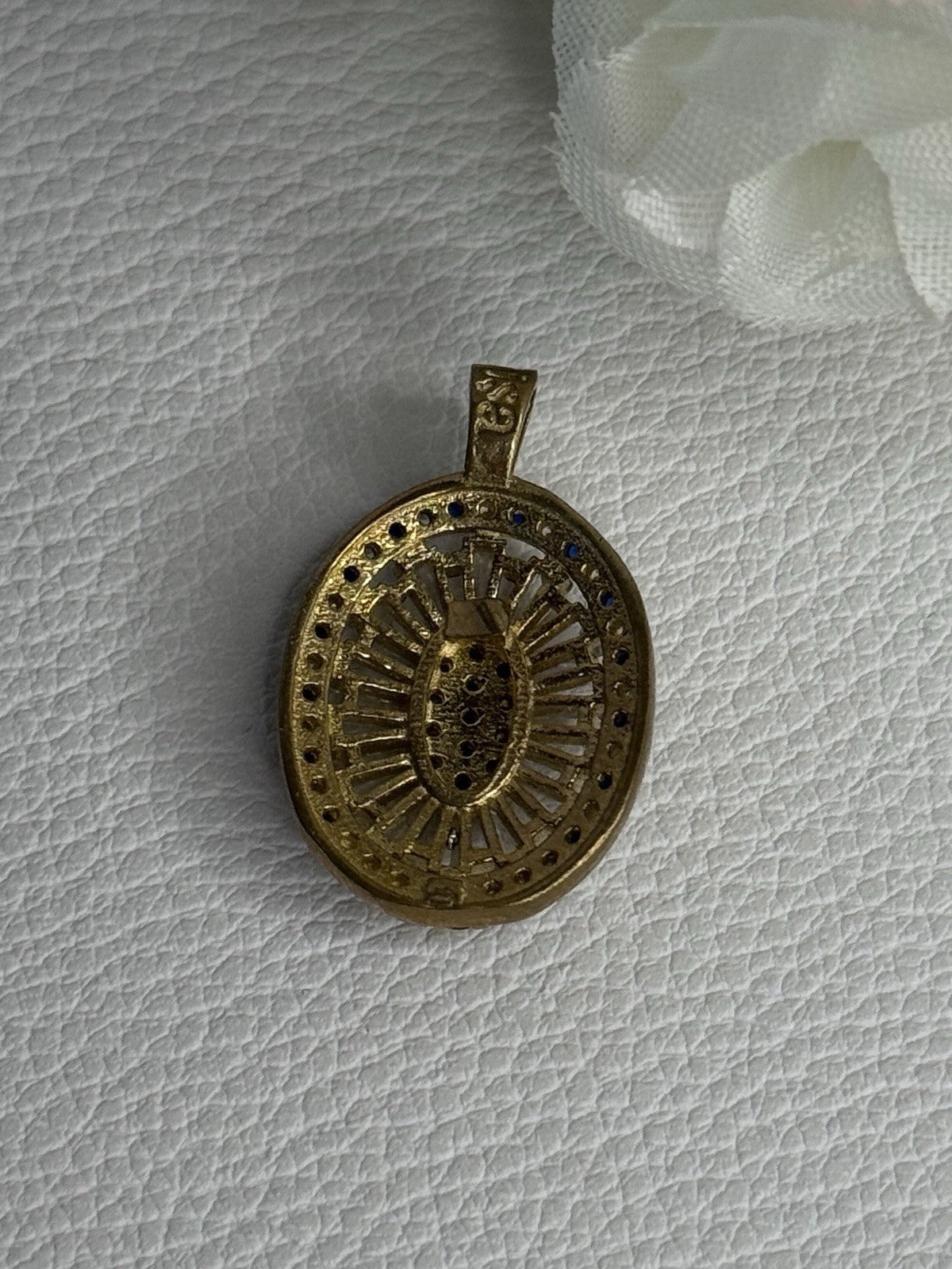 925 Sterling Silver Gold Plated Sapphire & Beryl Pendant Length 1 Inch