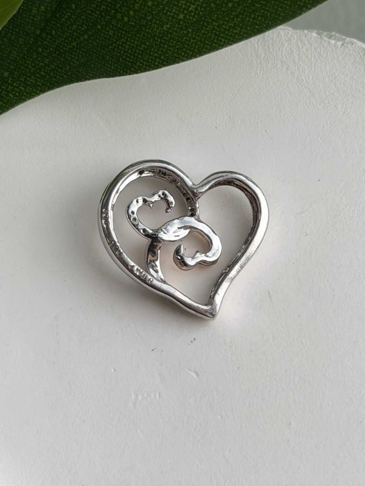 JWBR 10K Yellow Gold & 925 Sterling Silver Diamond Heart Pendant