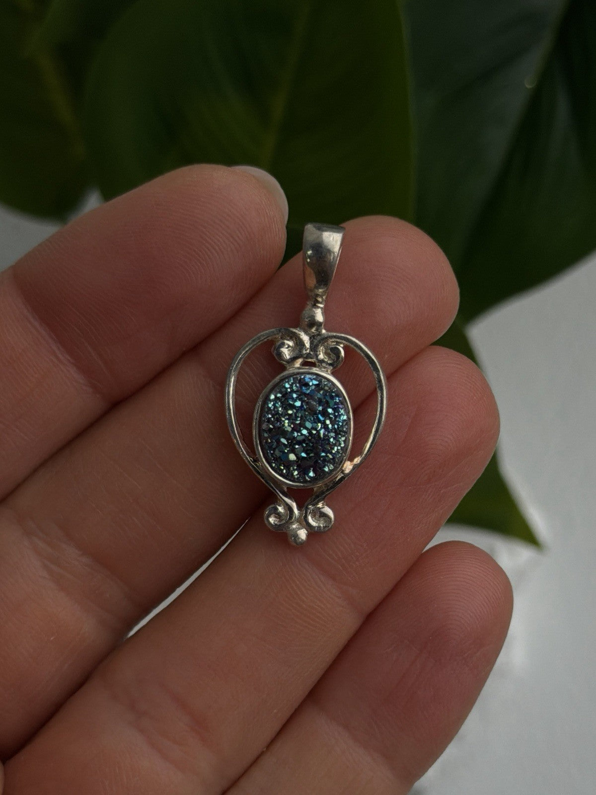 Sajen 925 Sterling Silver Blue Marcasite Artisan Pendant