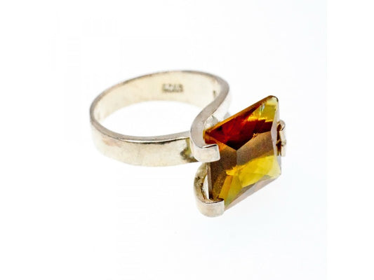 Vintage 925 Sterling Silver Heliodor Ring Size 6.75