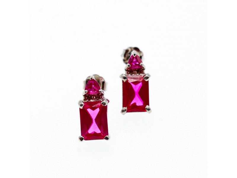 925 Sterling Silver Pink Topaz Stud Earrings