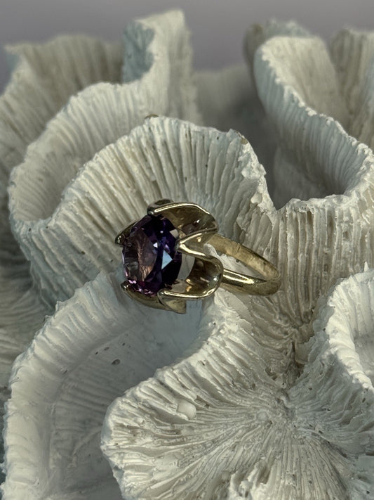 925 Sterling Silver Amethyst Ring Size 6.5