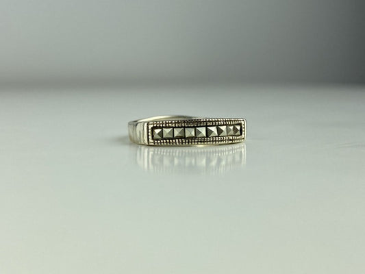 Vintage 925 Sterling Silver Marcasites Ring Size 5.5