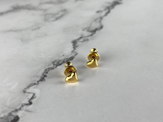 925 Sterling Silver Gold Plated "Hearts" Stud Earrings