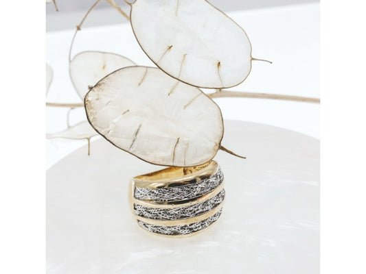 925 Sterling Silver Gold Plated Ring Size 10.5