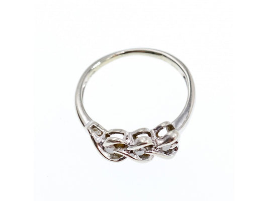 10K White Gold Diamonds "Hearts" Ring Size 7