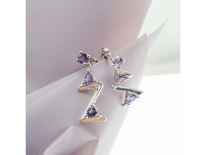 925 Sterling Silver Tourmaline Earrings Italy