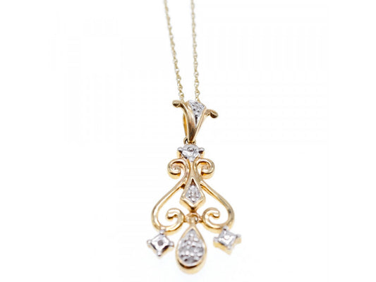 10K YELLOW GOLD DIAMONDS CHAIN WITH PENDANT