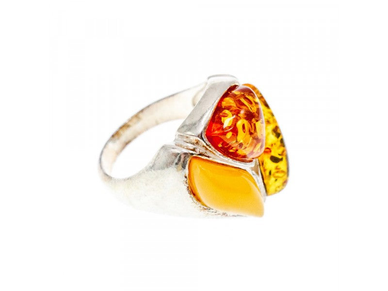 Beautiful 925 Sterling Silver Amber Ring Size 8