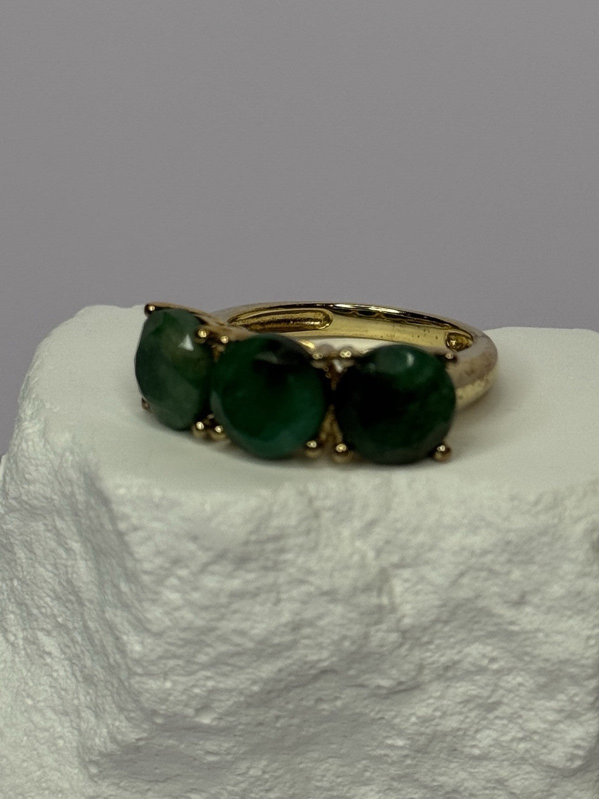 925 Sterling Silver Gold Plated Malachite Ring Size 7