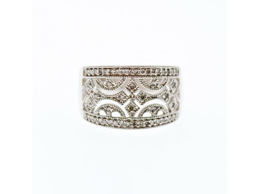925 Sterling Silver CZ "Lace" Ring Size 6