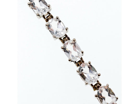 925 Sterling Silver White/Colorless Spinel Bracelet Size 6.7 IN