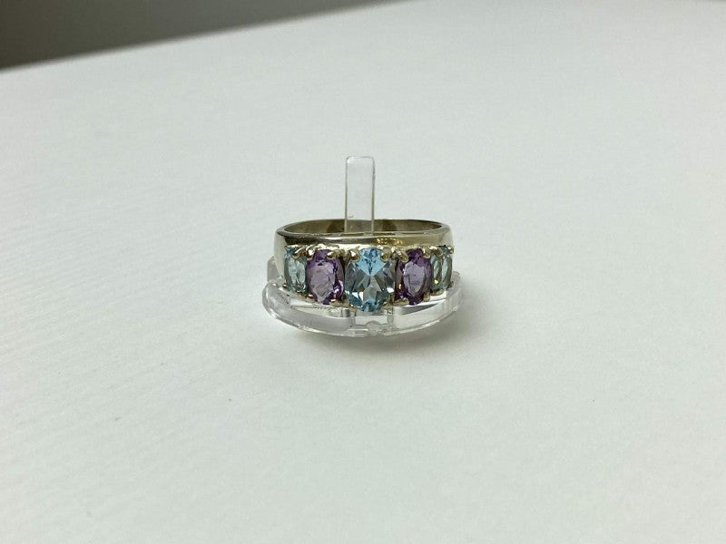 925 Sterling Silver Blue Spinel & Tanzanite Ring Size 11.25