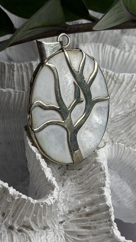 925 Sterling Silver Mother of Pearl Tree of Life Pendant