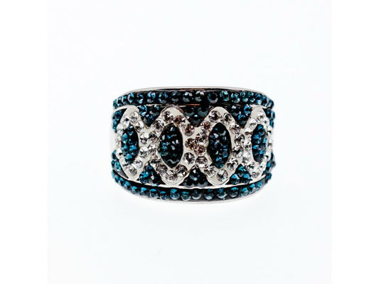 925 Sterling Silver Blue & White CZ Ring Size 7.5