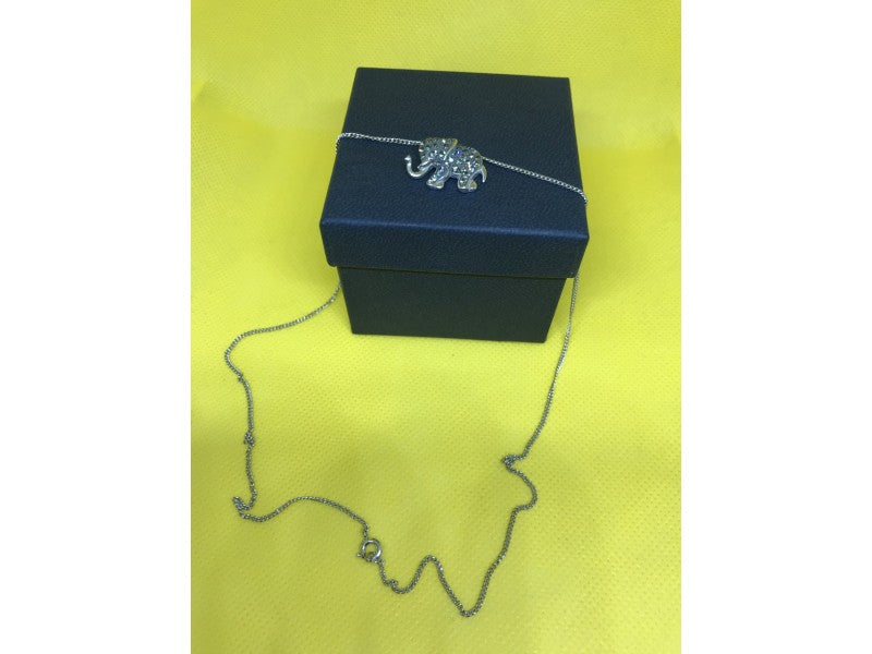 925 Sterling Silver CZ Elephant Chain With Pendant