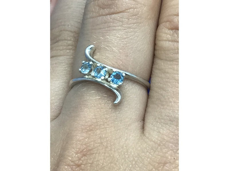 925 Sterling Silver Blue Spinel Ring Size 8