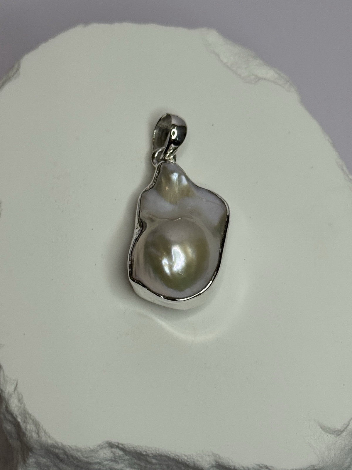 925 Sterling Silver Pearl Pendant Length 1.3 Inch