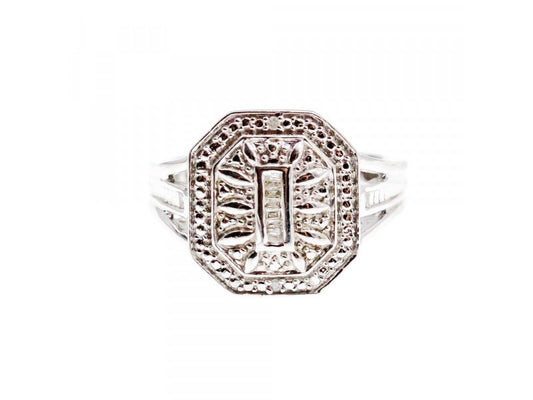 925 Sterling Silver Diamonds Ring Size 8