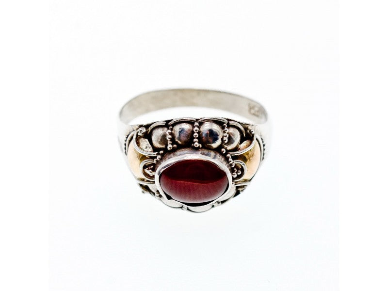 Vintage 925 Sterling Silver Agate Ring Size 8.5