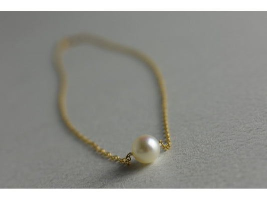 Children'S 14K Yellow Gold Pearl Chain With Pendant