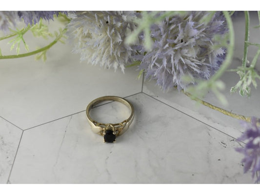 925 Sterling Silver Black Spinel Ring Size 8.5
