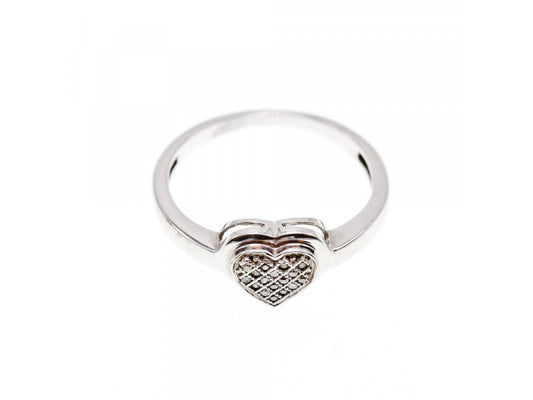 10K White Gold Diamonds "Heart" Ring Size 6.5
