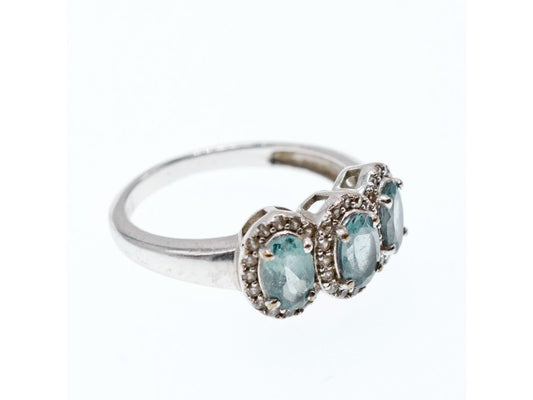 925 Sterling Silver Tourmaline & Quartz Ring Size 7
