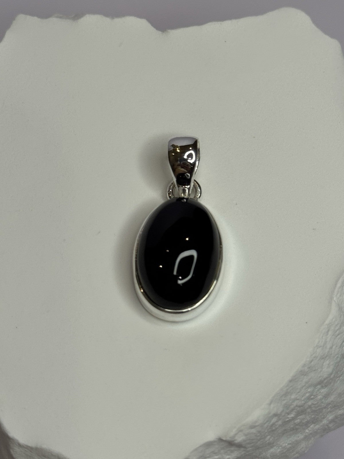 925 Sterling Silver Black Onyx Pendant Length 1.2 Inch