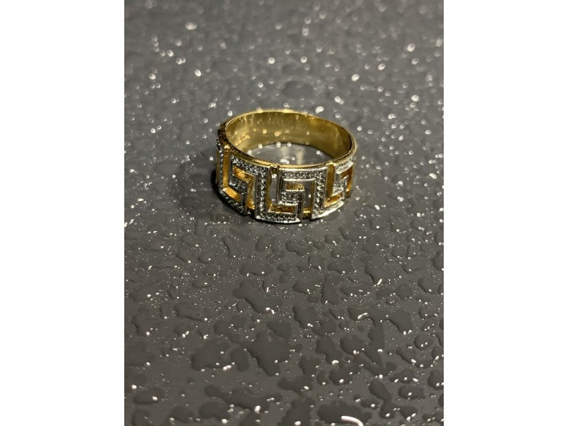 925 Sterling Silver Gold Plated Diamonds Ring Size 5.5