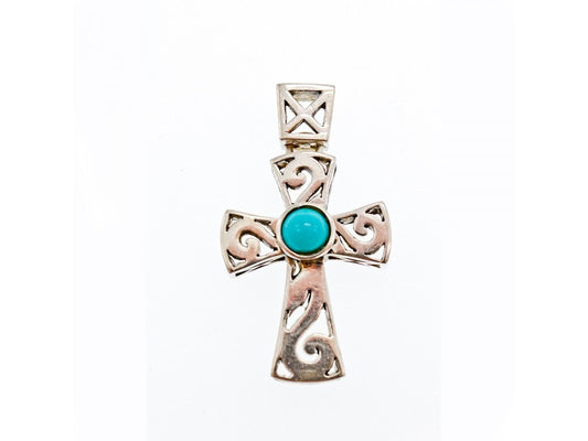 925 Sterling Silver Turquoise Cross Pendant