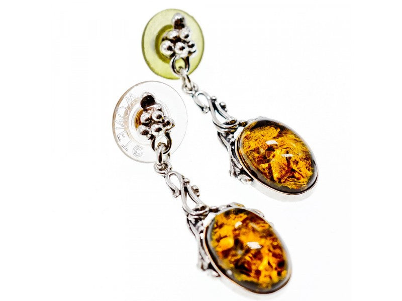 925 Sterling Silver Amber Earrings